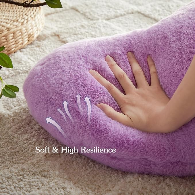EastTree Heart Pillows, Purple Heart Shaped Pillows, Love Throw Pillows Gifts, Ultra Soft Faux Rabbit Fur Small Cute Pillows, Women Girls Kid Room Decor 10x13 Inch