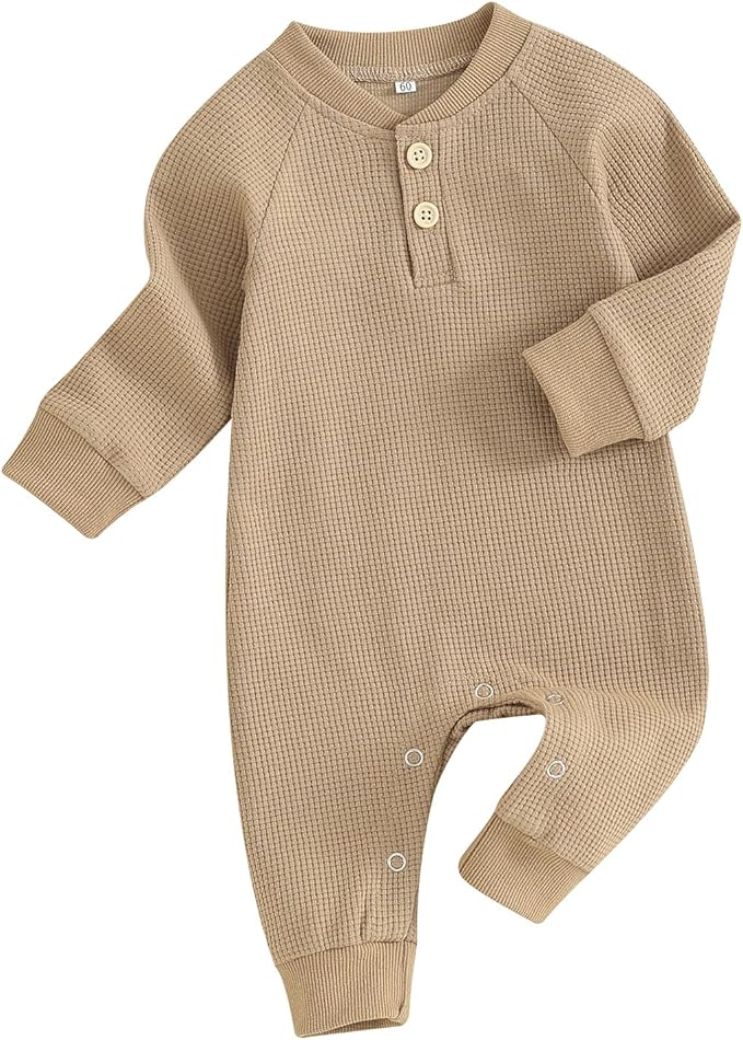 Kuriozud Newborn Infant Unisex Baby Boy Girl Clothes Button Romper Jumpsuit Basic One Piece Outfits