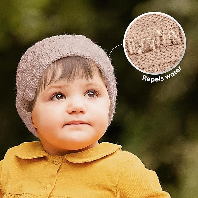 3-Pack Baby Beanies for Boys, Girls - Stretchy Knit Baby Hats, Cute Newborn & Toddler Winter Hat, Soft & Warm Infant Beanie 6-36 Months (Pale, M)