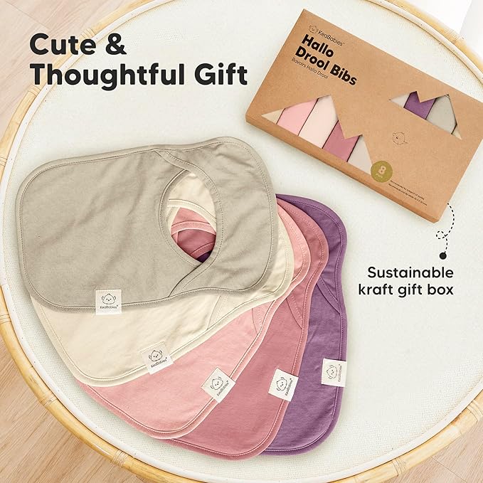8-Pack Baby Bibs for Boys, Girls - Pullover Bibs for Drooling Teething Baby Girl & Boy Toddler, Newborn, Soft & Absorbent, Cute Colors, Large Torso Coverage Keep Infant Clean & Dry (Dahlia)