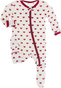 KicKee Full of Hearts Footie with Zipper, One Piece Boy or Girl Baby Clothes