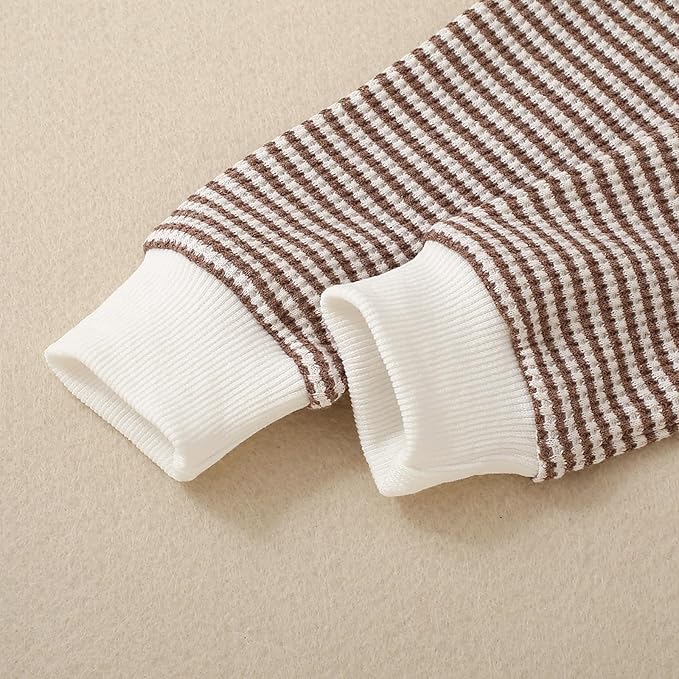 Toddler Baby Boy Fall Clothes Waffle Outfit Long Sleeve Color Blocking Sweatshirt Pullover Jogger Pant Set