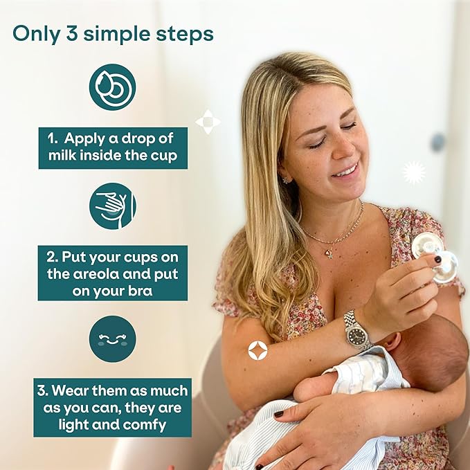 Koala Babycare The Original Nursing Cups 100% Silver – Nipple Shields for Nursing Newborn - Breastfeeding Essentials Protect and Soothe Cracked Nipples - Maxi Size