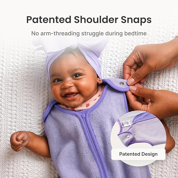 Baby Deedee Sleep Nest Fleece - Baby Sleep Sack 1.2 TOG 0-6 Months, Comfort Sleeping Bag with Soft Polar Fleece & Patented Shoulder Snaps, Newborn Wearable Blanket for Boys & Girls, Lavender