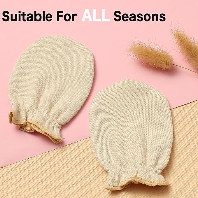 MOMSMENU Newborn Mittens No Scratch 100% Cotton Mitts Boy Girl baby mittens 0-6 months 6 Pack