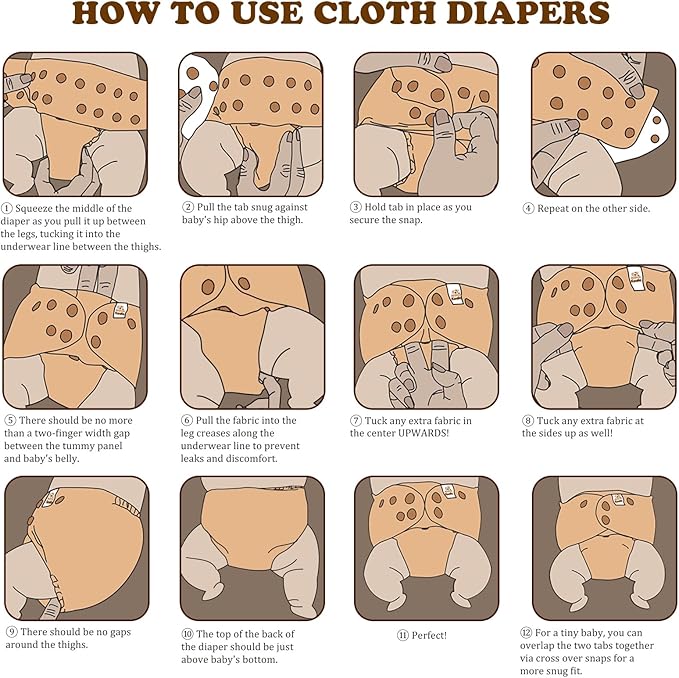 Mama Koala 3.0 Pocket Cloth Diapers for Babies with AWJ Lining, 6 Pack with 6 4-Layer Natural Cloth Diaper Inserts - Reusable and Washable Pocket Diapers(Hardworking Bees)
