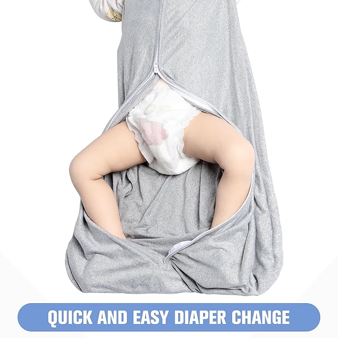 Baby Sleep Sack 0-6 Months Baby Wearable Blanket 100% Rayon Cotton 2-Way Zipper Toddler Sleeping Sack，Comfy Soft Lightweight TOG 0.3(grey)