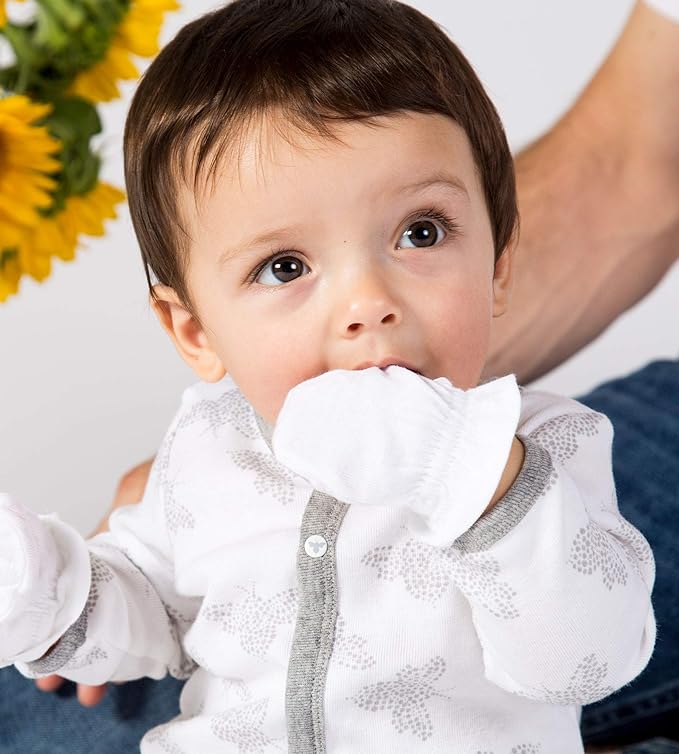 Burt's Bees Baby Unisex Baby Mittens, 100% Organic Cotton, One Size 3-Pack Solid Color Infant Scratch Protection Mitts