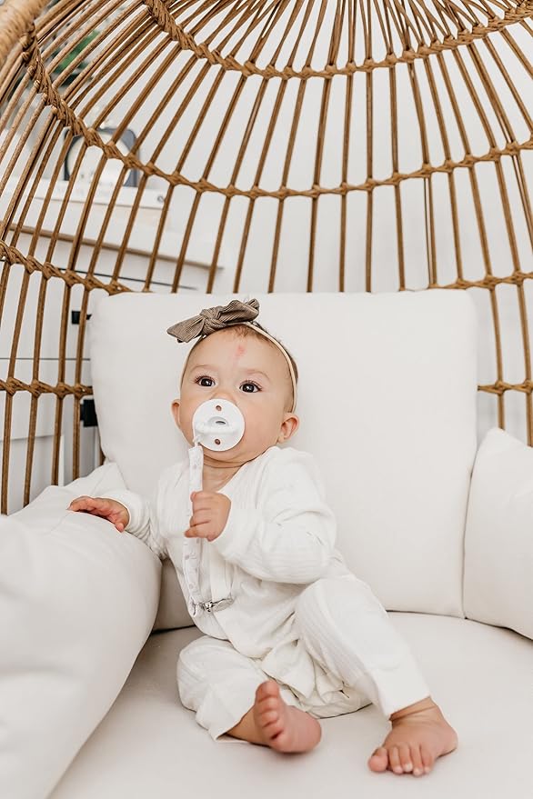 Copper Pearl Pacifier Clip 3-Pack: Premium Knit Binky Holders for Baby Girls and Boys - Stylish Stainless Steel Pacifier Accessory - Prevents Floor Drops - Bliss