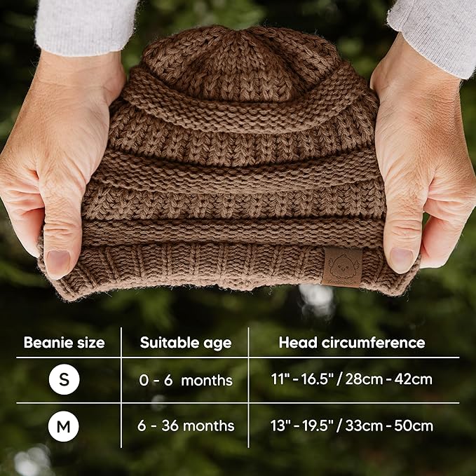 3-Pack Baby Beanies for Boys, Girls - Stretchy Knit Baby Hats, Cute Newborn & Toddler Winter Hat, Soft & Warm Infant Beanie 0-6 Months (Icelandic, S)