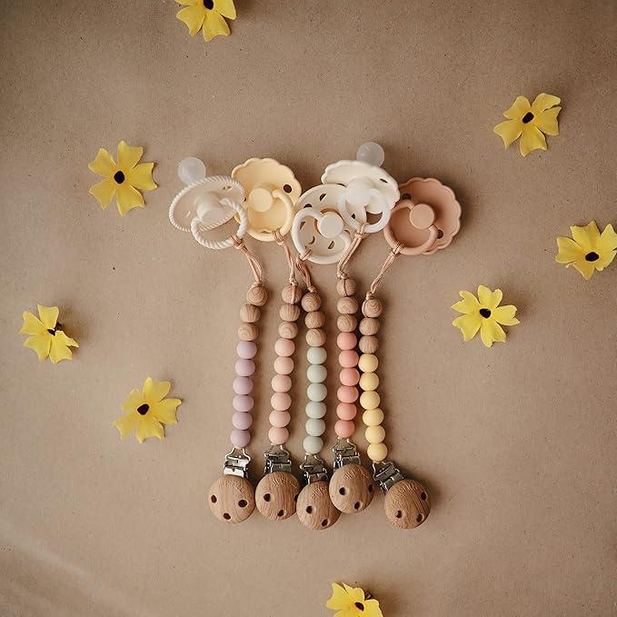 mushie 100% Silicone Baby Pacifier Clip BPA Free | Eva (Mauve)