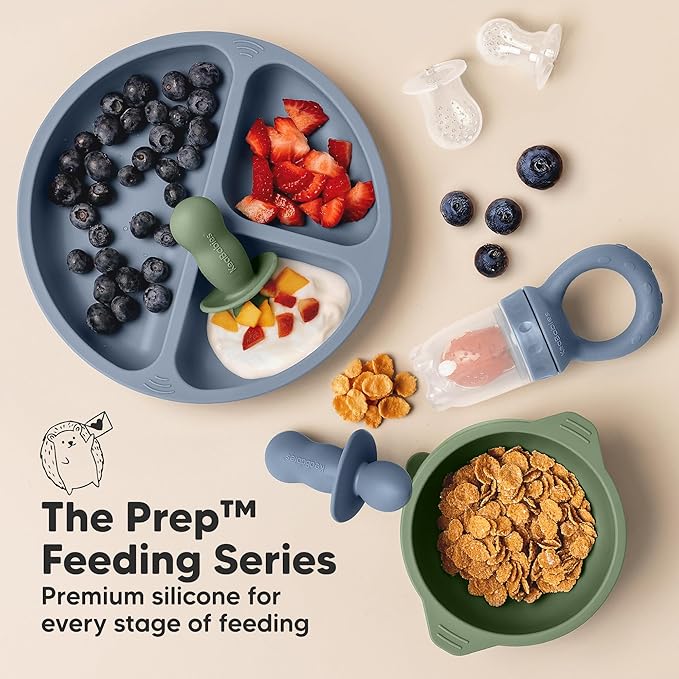 KeaBabies Baby Fruit Feeder 2pk - Silicone Baby Food Feeder for Babies 6-12 Months, Breast Milk Popsicle for Teething, Weaning, Freeze Frozen Solid Food, BPA-Free Infant Feeding Essential (Mellow)