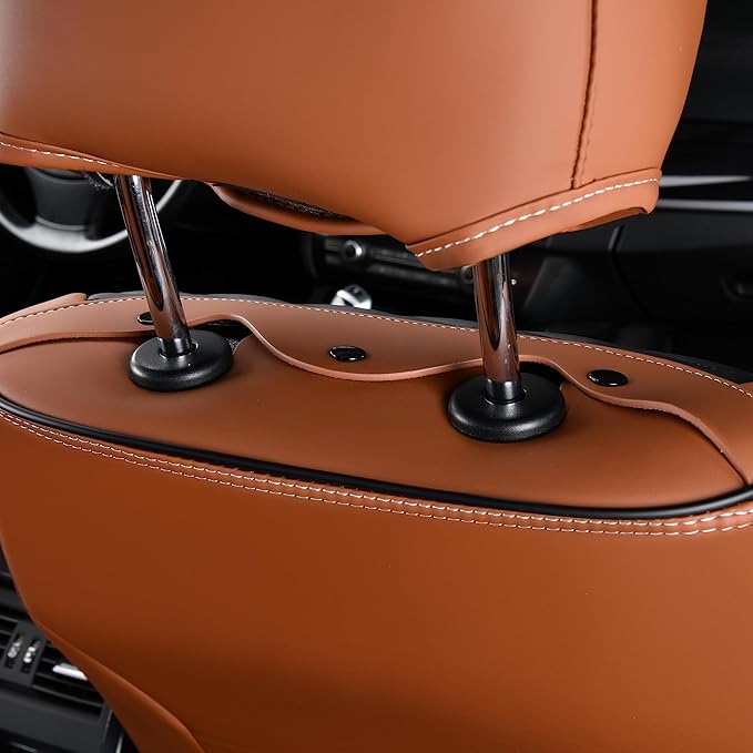 FLORICH Seat Covers for Cars, Waterproof Seat Covers, Leather Car Seat Covers 2 Pack, Universal Seat Cushion Protector for Most Cars Trucks SUV-Brown&Black