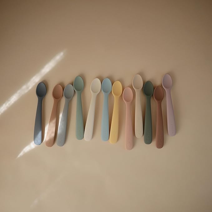 mushie Silicone Baby Feeding Spoons | 2 Pack (Powder Blue)