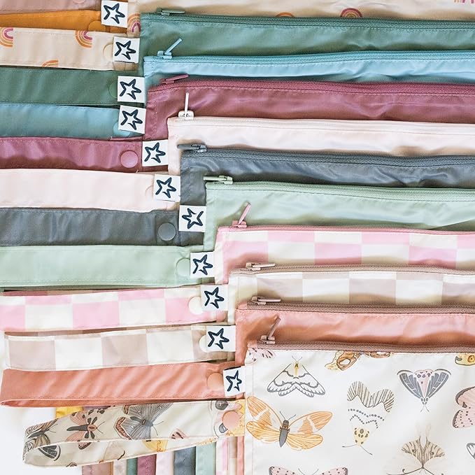 Tiny Twinkle Wet Dry Bag – 2 Pack Reusable Waterproof & Mess Proof Wet Bags for Swimsuits & Travel, Baby Towels & Beach Essentials,a Diaper Bag Must-Have(Zen Garden,Taupe)