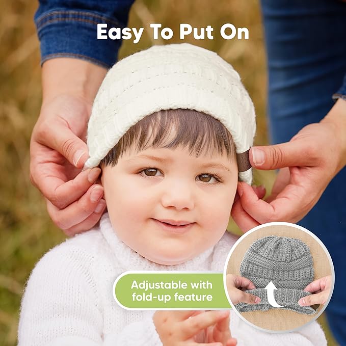 3-Pack Baby Beanies for Boys, Girls - Stretchy Knit Baby Hats, Cute Newborn & Toddler Winter Hat, Soft & Warm Infant Beanie 6-36 Months (Sweet Pea, M)