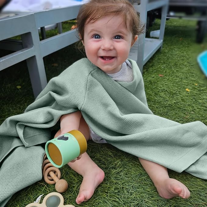 Little Rou Peekaboo Nursing Cover Up for Breastfeeding - Breathable Knit - Soft Organic Cotton & Cashmere Breast Feeding Poncho for Women - Privacy Feature - Includes Mesh Laundry Bag (Sage)