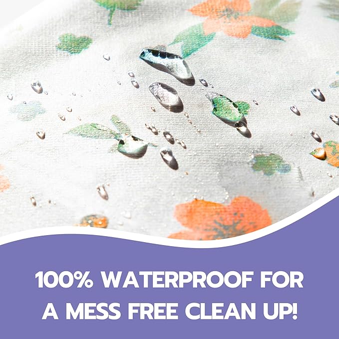 60 Pack Disposable Splat Mats by Eli with Love - Extra Large 49"x49" 100% Waterproof Baby Splat Mat for Under High Chair - Plastic Mat Liner for Floor - Protect from Spills (Floral, 60 Pack)