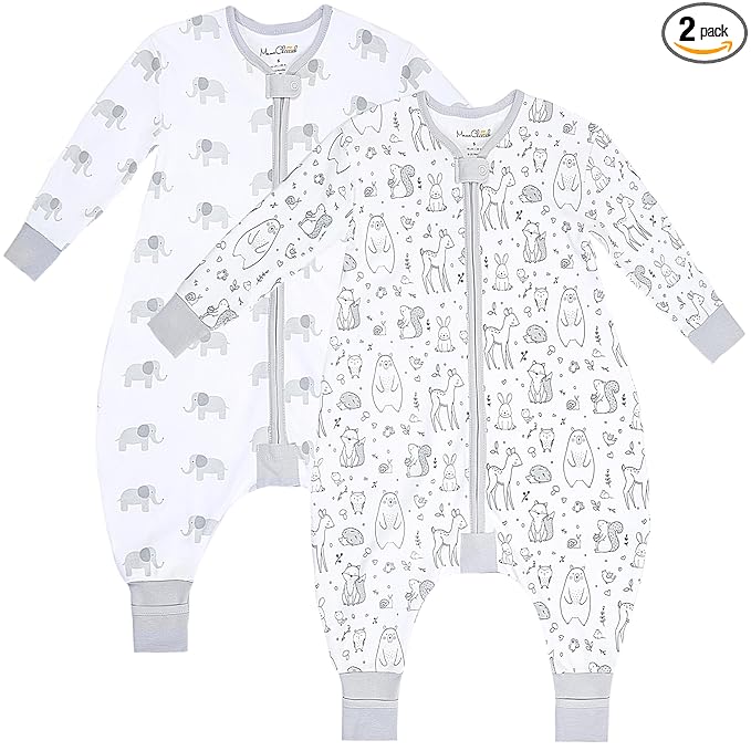 Mama Cheetah Toddler Sleep Sack with Feet, Long Sleeve 0.5 TOG Organic Cotton Baby Sleeping Bag with Legs, Wearable Blanket for Walkers w/ 2-Way Zipper, Toddler Blanket for Girls & Boys 3-4T