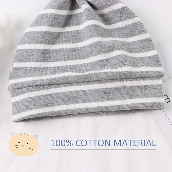 JANGANNSA Newborn Baby Hat Infant Baby Boys Beanie Top Knot Stretchy Hats for Girls 100% Organic Cotton