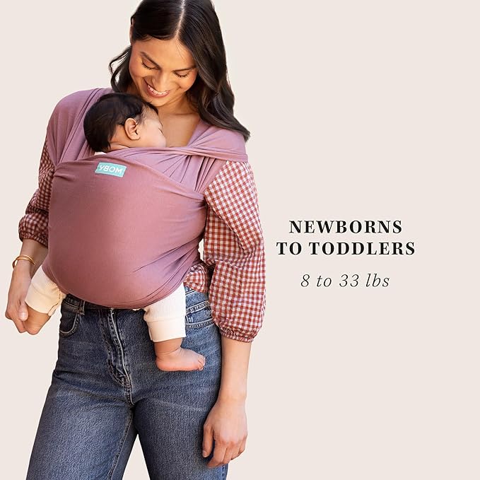 Moby Baby Wrap Carrier Evolution for Newborns to Toddlers (8-33lbs), Infant Sling Carrier, Lightweight & Hands Free Design, Adjustable for All Body Types, Baby Registry Gift (Terracotta)