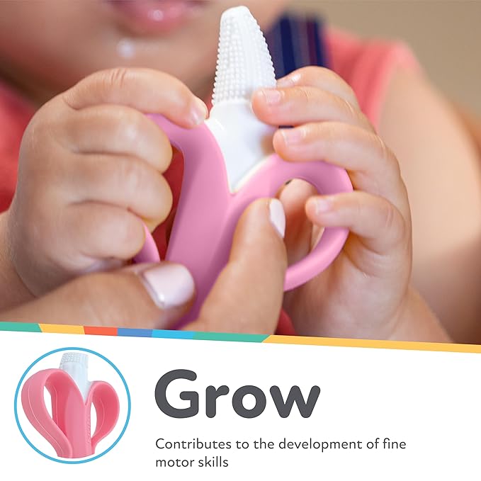 Nuby NanaNubs Banana Massaging Toothbrush - Baby Teething Toy - 3+ Months - Pink,(Pack of 12)