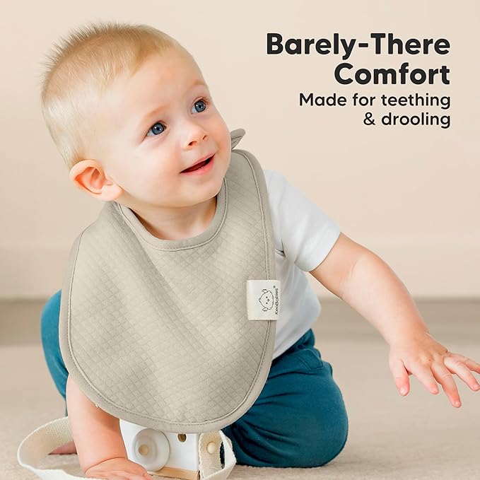 8-Pack Organic Baby Bibs for Girls, Boys - Quilted Cotton Cloth Baby Drool Bibs for Drooling and Teething Toddler, Newborn, Infant, Soft & Super Absorbent (Hunter)