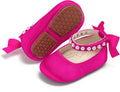 Baby Girls Mary Jane Flats - Infant Newborn Walking Shoes Soft Rubber Sole Princess Wedding