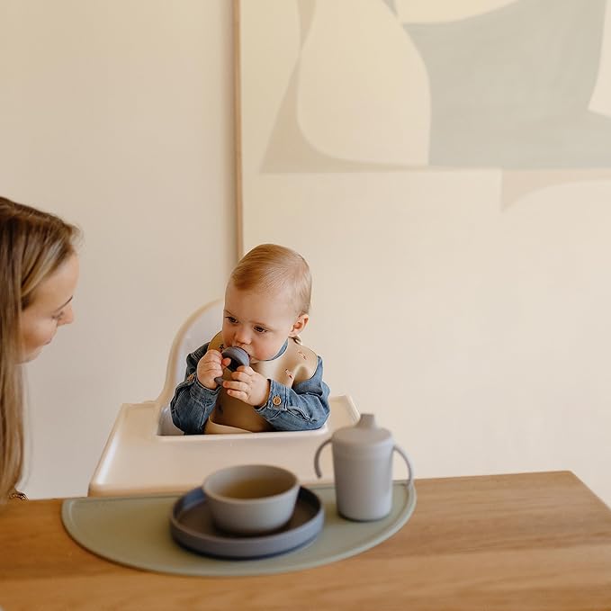 mushie Silicone Placemat for Kids | BPA-Free Non-Slip Design (Cambridge Blue)
