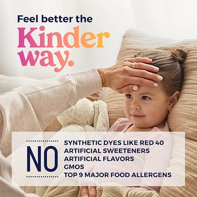 KinderMed Kids' Nighttime Cold & Cough Medicine, for Ages 6 Years+, No Dyes, No Artificial Flavors, No Artificial Sweeteners, Vegan, Non-GMO, Gluten Free, Organic Cherry Flavor, 4 fl. oz (Pack of 2)