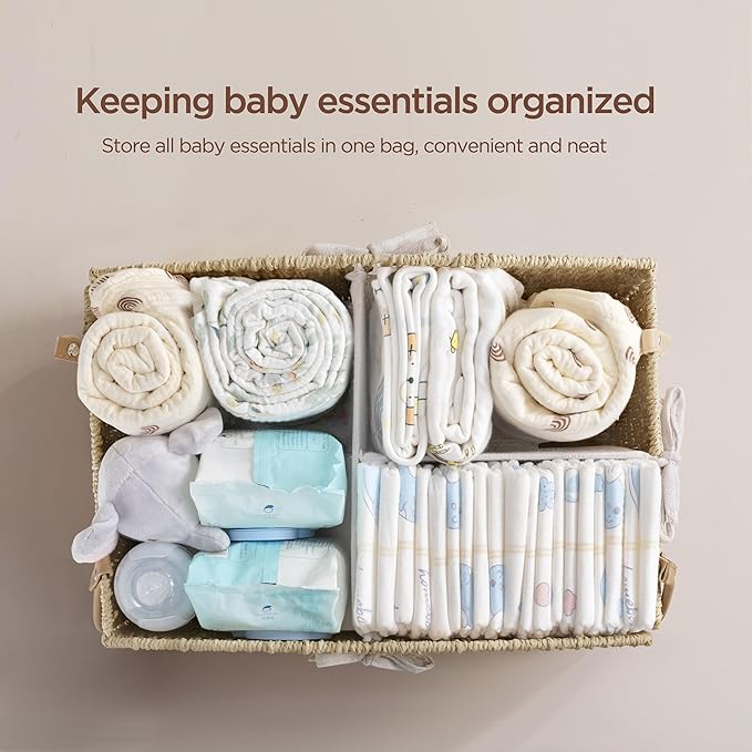 HBlife Diaper Caddy Organizer, Large Hand-Woven Storage Basket for Diapers & Baby Essentials - Elegant Curved Design, Ideal Gift for Baby Shower & Registry Must-Have