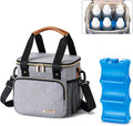 Breastmilk Cooler Bag with Ice Pack Fits 6 Baby Bottles up to 9 Ounce, Breast Milk Pump Cooler Bag for Nursing Mom Daycare, Work, Travel-Light Grey