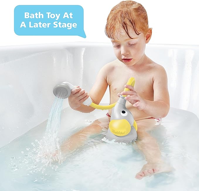 Yookidoo Baby Bath Shower Head - Elephant Water Pump and Trunk Spout - for Newborn Babies in Tub Or Sink (Yellow)