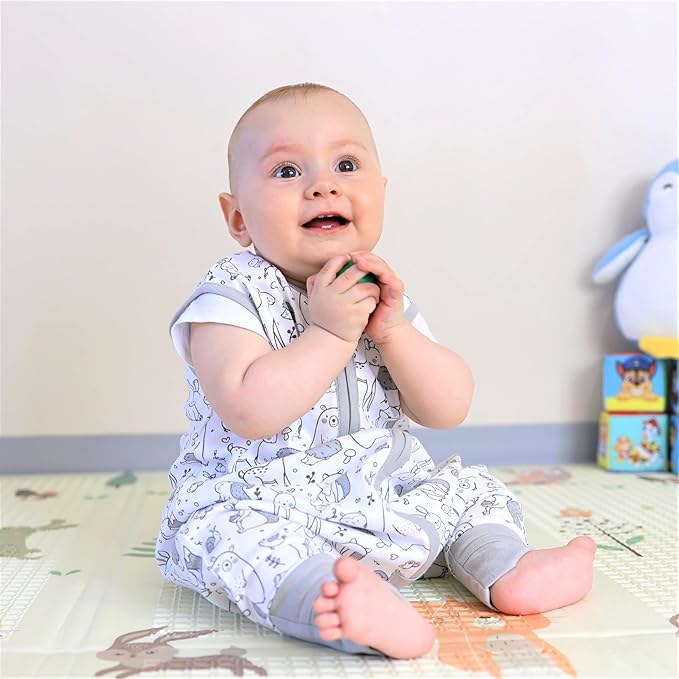 Mama Cheetah Toddler Sleep Sack with Feet 3T-4T, 0.5 TOG Organic Cotton Baby Wearable Blankets with Legs, Baby Sleeping Bag for Walkers, Early Walker Large, 3-Pack