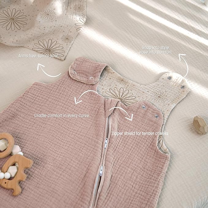 lulumoon Sleep Sack Muslin for Baby: Cotton Wearable Blanket for 9-15 Months - Soft Lightweight Ideal for Nursery Lounge Nighttime Naptime