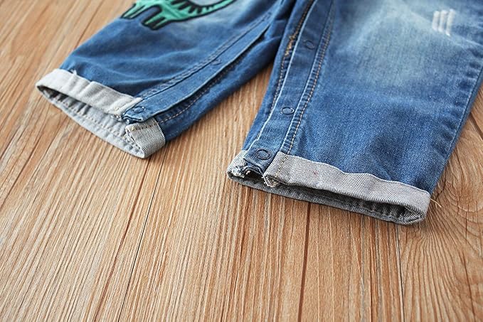 KIDSCOOL SPACE Baby Little Kids Cute Denim Embroidered Fashion Jean Overalls