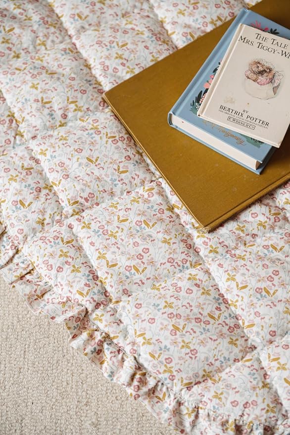Pehr Baby Play Mat, Floret | Ultra-Soft Quilted 100% Cotton Exterior with Plush Polyester Fiberfill | for Tummy & Playtime | 40” Diameter