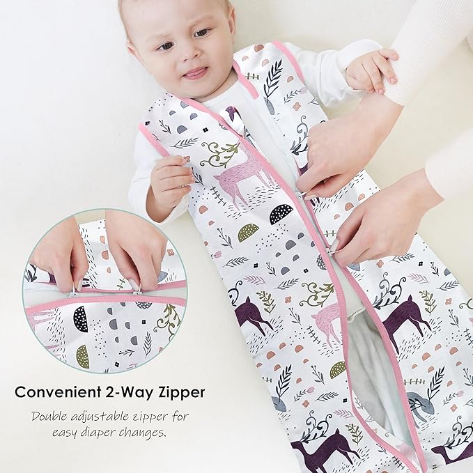 Cute Castle Baby Sleep Sack 0-6 Months - Lightweight 100% Cotton 2-Way Zipper TOG 0.5 Infant Wearable Blanket, Newborn Essentials Toddler Sleep Clothes (3 Pack Pink)
