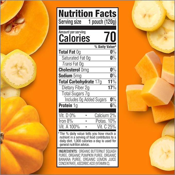Happy Tot Organics Stage 4 Baby Food Pouches,Gluten Free, Vegan Snack, Love My Veggies, Fruit & Veggies Puree,Squash, Pumpkin & Bananas 4.22 oz Pouch (Pack of 16)