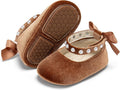 Baby Girls Mary Jane Flats - Infant Newborn Walking Shoes Soft Rubber Sole Princess Wedding