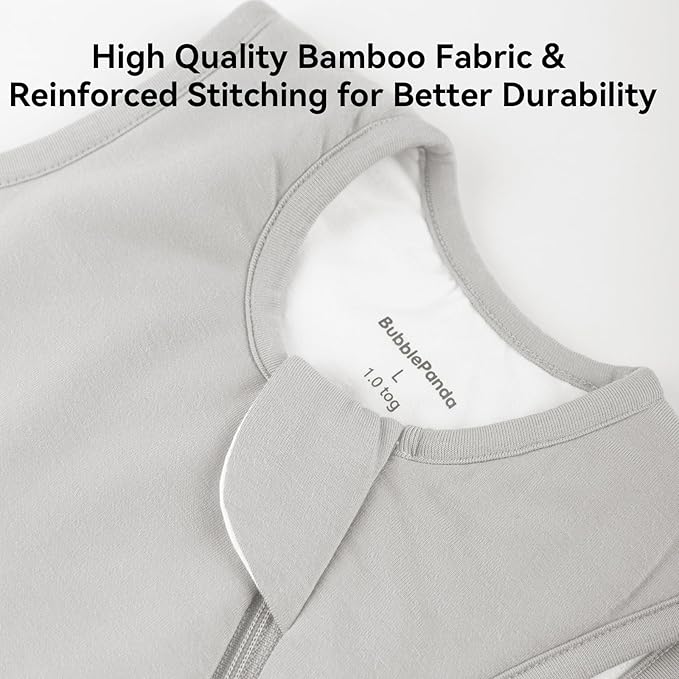 BubblePanda Rayon Made from Bamboo Sleep Sack 6-12 Months 0.5 Tog Soft Lightweight Toddler Sleep Sack for Babies 2-Way Zipper Wearable Blanket Baby 6 Months