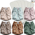 Mama Koala 3.0 Pocket Cloth Diapers for Babies with AWJ Lining, 6 Pack with 6 4-Layer Natural Cloth Diaper Inserts - Reusable and Washable Pocket Diapers(Simply Neutrals)