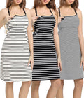 SUIEK 3-Pack Maternity Nursing Nightgown Cotton Breastfeeding Dress Pregnancy Tank Tops Sleepwear