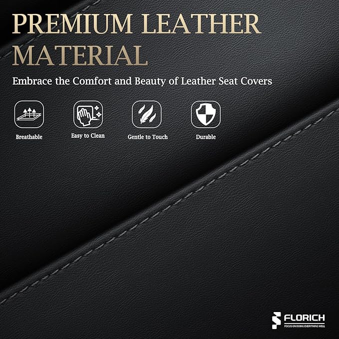 FLORICH Rear Seat Covers Leather Car Seat Covers Waterproof Back Seat Cover Automotive Seat Covers Universal Seat Cushion Protector for Most Cars Trucks SUV-Black&Red Line