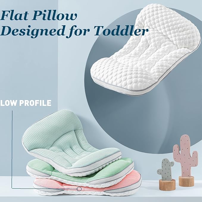 Reidio Toddler Pillows Double Sided Cooling Fabric & Breathable Mesh Kids Pillow Dual Heights Toddler Ergonomic Design Advanced Hose Filler Machine Washable (Rose, H1)