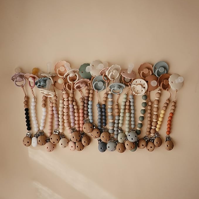 FRIGG Daisy SilkySoft Silicone Baby Pacifier | Made in Denmark | BPA-Free (Rose Gold/Honey Gold, 6-18 Months)