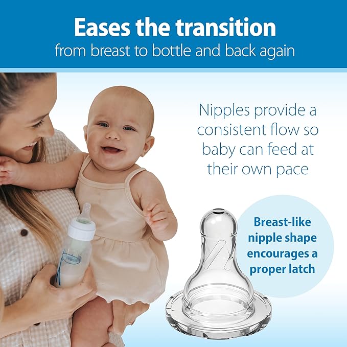 Dr. Brown's Natural Flow Anti-Colic Options+ Narrow Baby Bottle, 4 oz/120 mL, with Level 1 Slow Flow Nipple, Pink, 0m+, 4 Pack