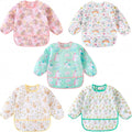 Long Sleeved Bibs, Pack of 5,Lightweight Waterproof Shirt Bibs for Baby Toddler 6-30 Months