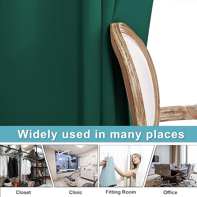 RYB HOME Partition Room Dividers - Light Block Thermal Insulated Seperating Curtains Soundproof for Spare Bedroom Loft Home Office Living Room Bay Window, 1 Panel, Hunter Green, 100 Wide x 84 Long