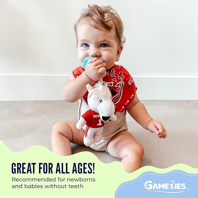 Gamezies Baby Boy and Girl Silicone Boot Plush Pacifier with Detachable Western Toy, Removable, Washable Plush Toy CPSIA Tested, BPA-Free 0-6 Months